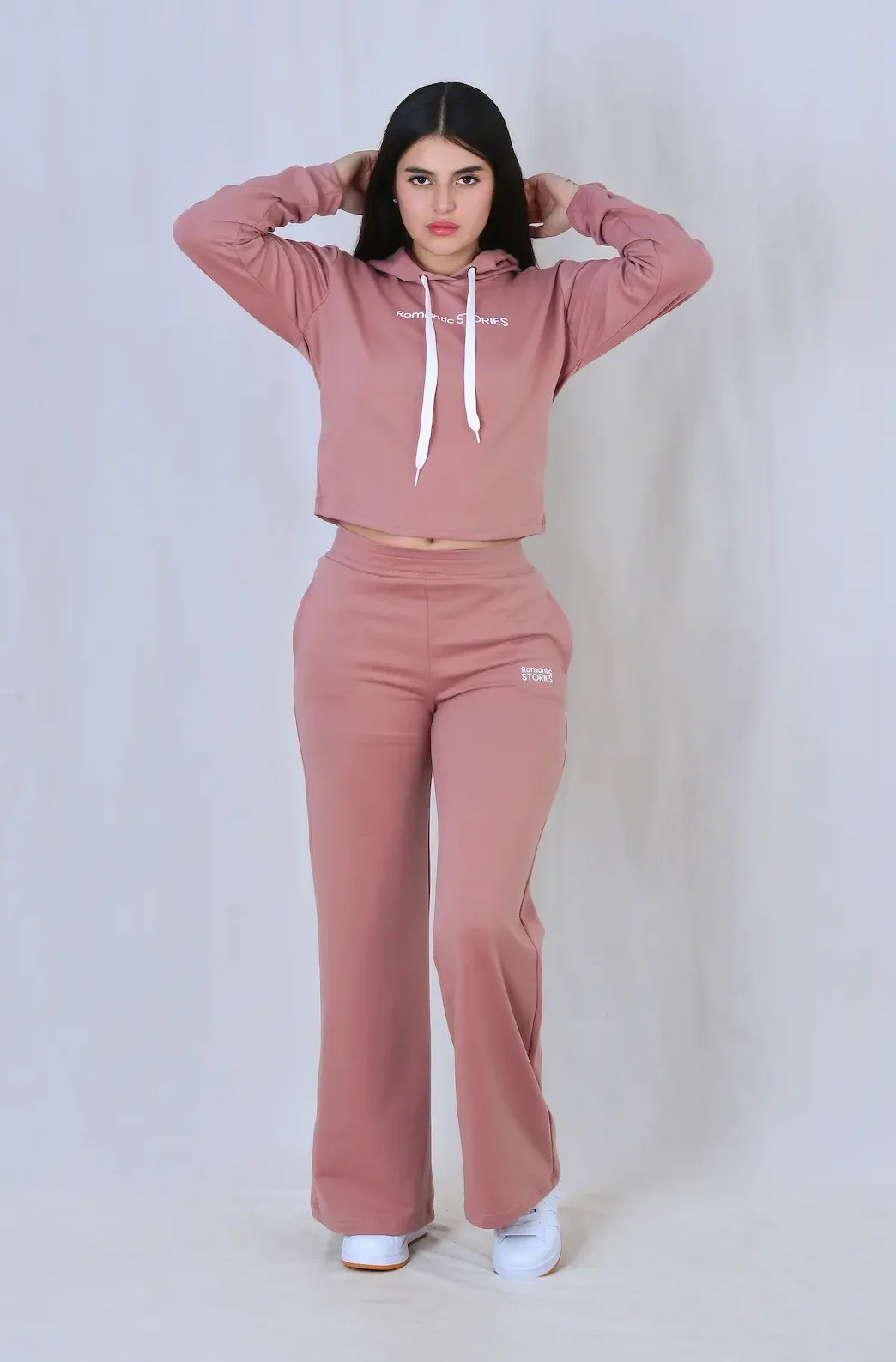 Conjunto para mujer unicolor palo rosa, pantalon bota ancha, Klover